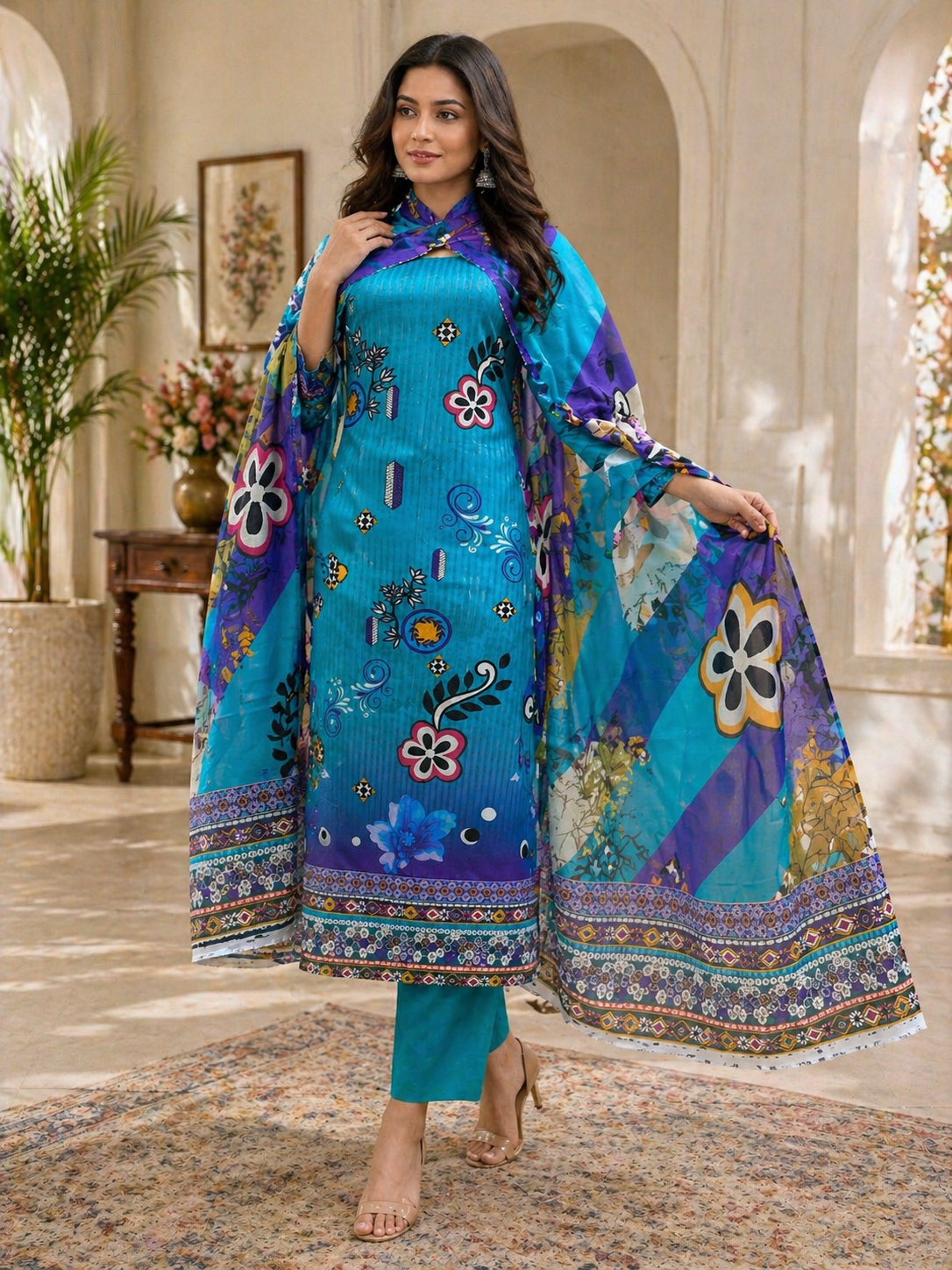 3 piece Lawn Printed Suit -D08