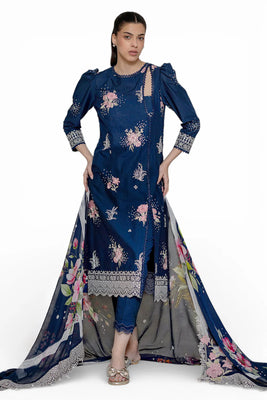 3 Piece Embroidered Lawn Suit with Chiffon Dupatta and Borders PM-62043