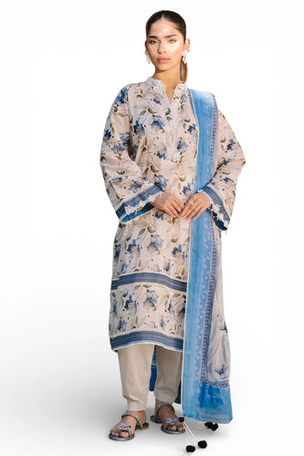 3 Piece Printed Lawn Suit with Printed Chiffon Dupatta BM-62007