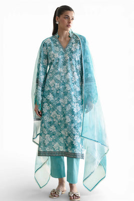 3 Piece Embroidered Printed Lawn Suit with Cotton Net Dupatta and Borders CN-62002