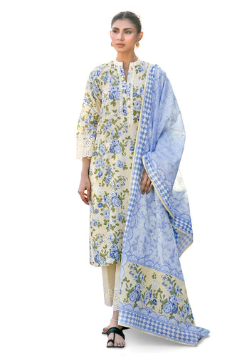 3 Piece Embroidered Printed Lawn Suit with Border CL-62082