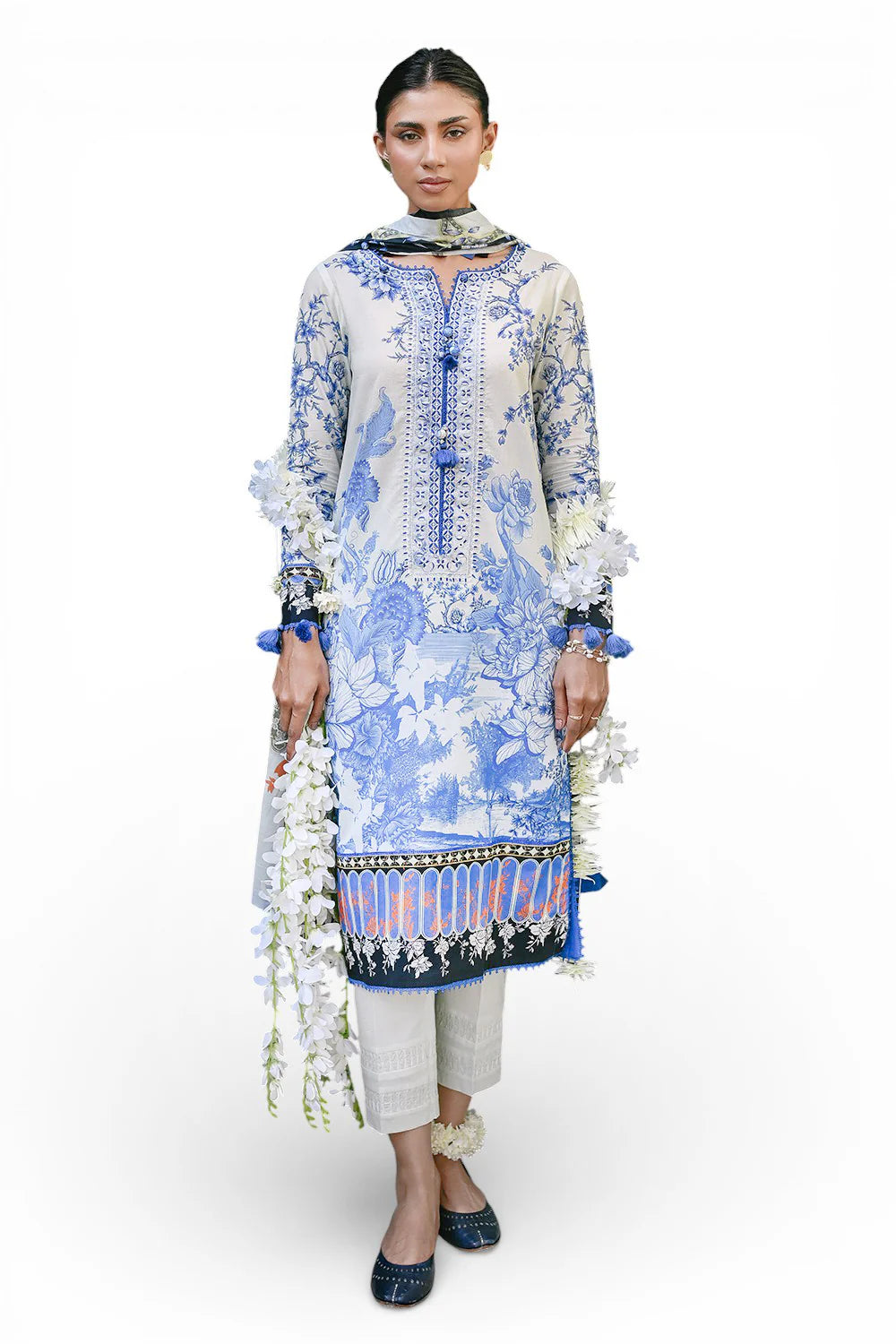 3 Piece Printed Lawn Suit with Embroidered Neckline CL-62222