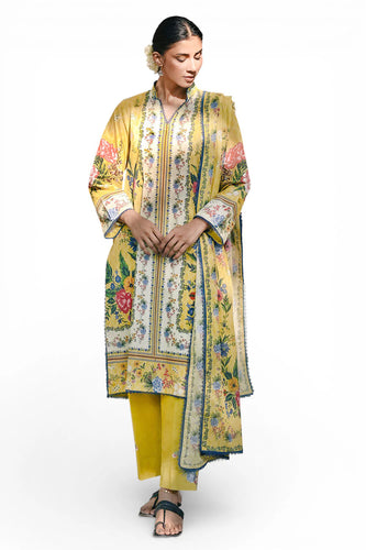 3 Piece Printed Lawn Suit with Embroidered Lace and Bunches CL-62276