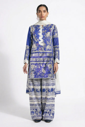 3 Piece Printed Lawn Suit with Embroidered Border CL-62270