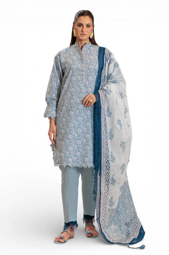 3 Piece Printed Lawn Suit and Dyed Trouser CL-62085 A