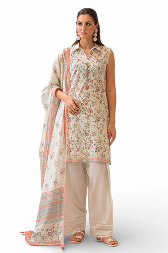 3 Piece Printed Lawn Suit and Dyed Trouser CL-62119 A