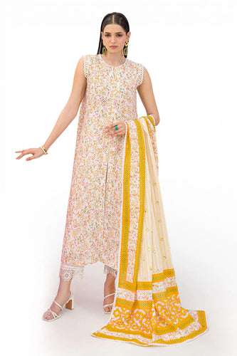 3 Piece Printed Lawn Suit and Dyed Trouser CL-62291 A