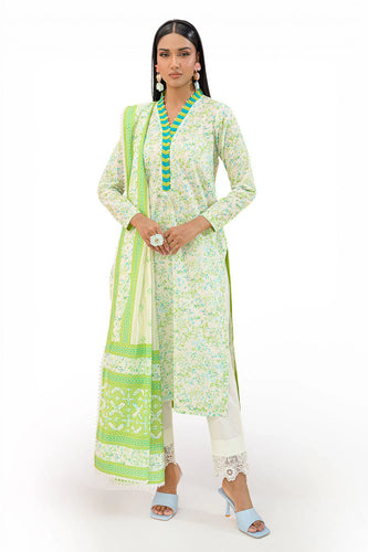 3 Piece Printed Lawn Suit and Dyed Trouser CL-62291 B