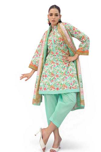 3 Piece Printed Lawn Suit and Dyed Trouser CL-62292 A