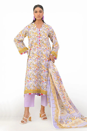 3 Piece Printed Lawn Suit and Dyed Trouser CL-62292 B